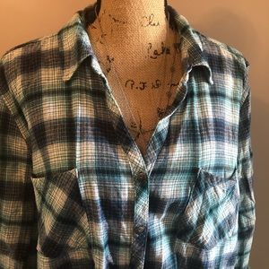 Women’s Turquoise Plaid Button Up